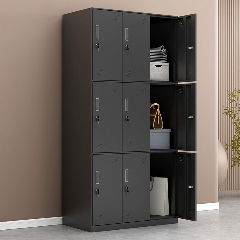 Metal Industrial Cabinet with Hinged Door Black Steel Storage Cabinet for Home Clearhalo 'Armoires & Wardrobes' 'armoires_wardrobes' 'Bedroom Furniture' 'furn' 'furn_armoires_wardrobes' 'Furniture' 5633796