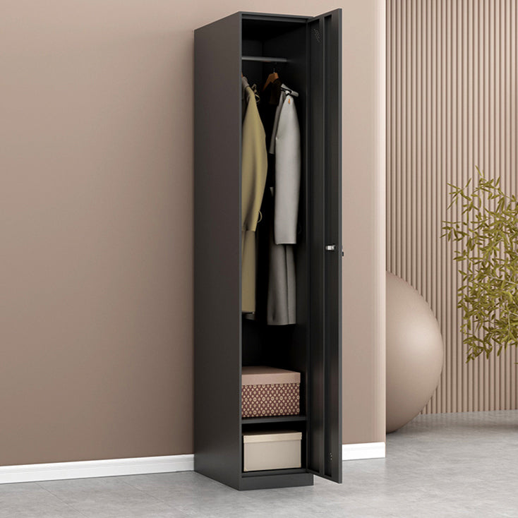 Metal Industrial Cabinet with Hinged Door Black Steel Storage Cabinet for Home Clearhalo 'Armoires & Wardrobes' 'armoires_wardrobes' 'Bedroom Furniture' 'furn' 'furn_armoires_wardrobes' 'Furniture' 5633802