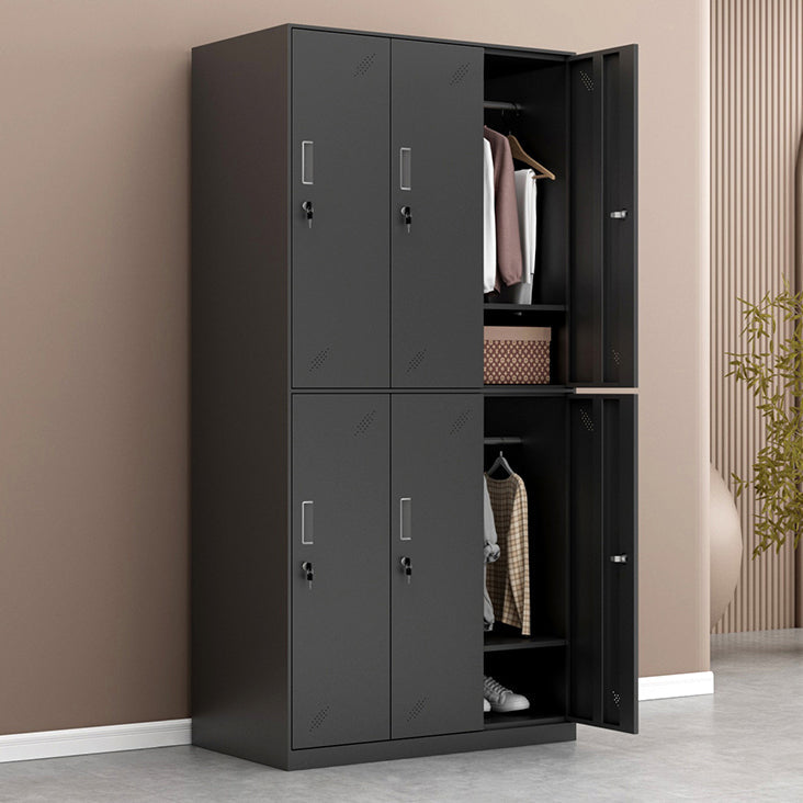 Metal Industrial Cabinet with Hinged Door Black Steel Storage Cabinet for Home Clearhalo 'Armoires & Wardrobes' 'armoires_wardrobes' 'Bedroom Furniture' 'furn' 'furn_armoires_wardrobes' 'Furniture' 5633805