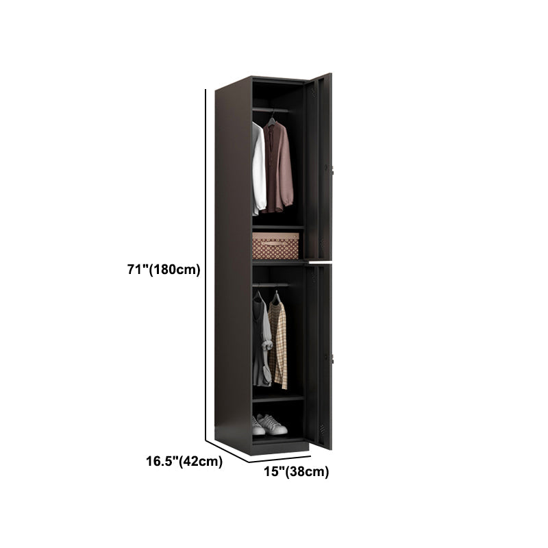 Metal Industrial Cabinet with Hinged Door Black Steel Storage Cabinet for Home Clearhalo 'Armoires & Wardrobes' 'armoires_wardrobes' 'Bedroom Furniture' 'furn' 'furn_armoires_wardrobes' 'Furniture' 5633807