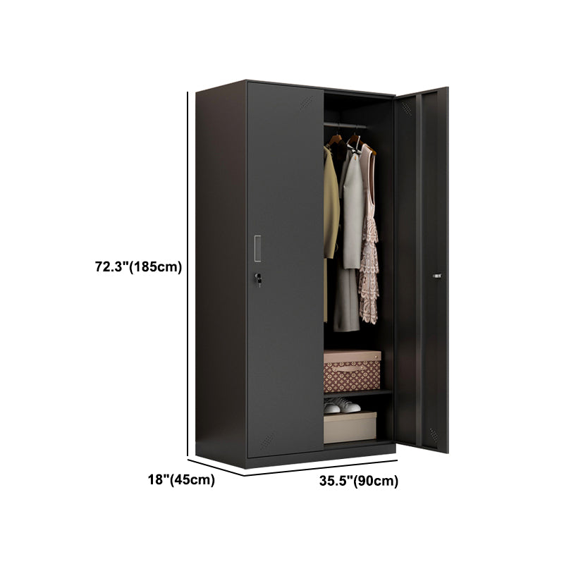 Metal Industrial Cabinet with Hinged Door Black Steel Storage Cabinet for Home Clearhalo 'Armoires & Wardrobes' 'armoires_wardrobes' 'Bedroom Furniture' 'furn' 'furn_armoires_wardrobes' 'Furniture' 5633811