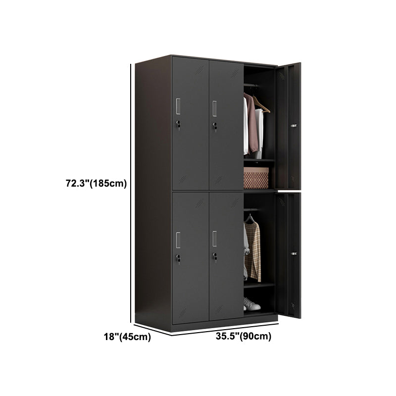 Metal Industrial Cabinet with Hinged Door Black Steel Storage Cabinet for Home Clearhalo 'Armoires & Wardrobes' 'armoires_wardrobes' 'Bedroom Furniture' 'furn' 'furn_armoires_wardrobes' 'Furniture' 5633814