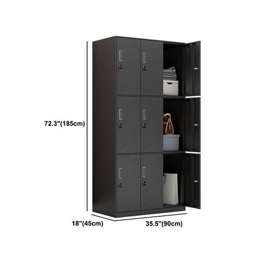 Metal Industrial Cabinet with Hinged Door Black Steel Storage Cabinet for Home Clearhalo 'Armoires & Wardrobes' 'armoires_wardrobes' 'Bedroom Furniture' 'furn' 'furn_armoires_wardrobes' 'Furniture' 5633815