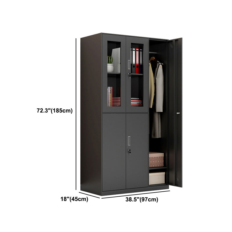 Metal Industrial Cabinet with Hinged Door Black Steel Storage Cabinet for Home Clearhalo 'Armoires & Wardrobes' 'armoires_wardrobes' 'Bedroom Furniture' 'furn' 'furn_armoires_wardrobes' 'Furniture' 5633816