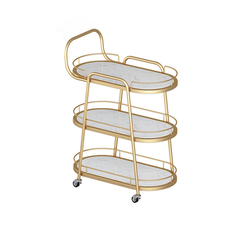 Tavolo da preparazione in metallo ovale contemporaneo 32.28 "H tavolo da preparazione a rotolamento per sala da pranzo