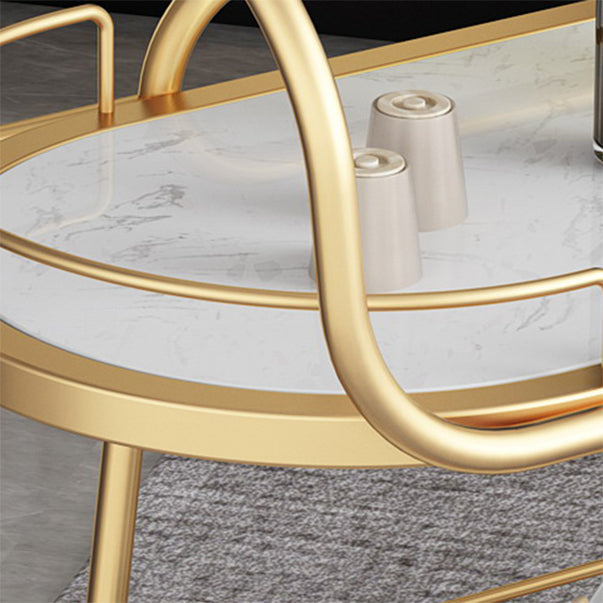 Tavolo da preparazione in metallo ovale contemporaneo 32.28 "H tavolo da preparazione a rotolamento per sala da pranzo