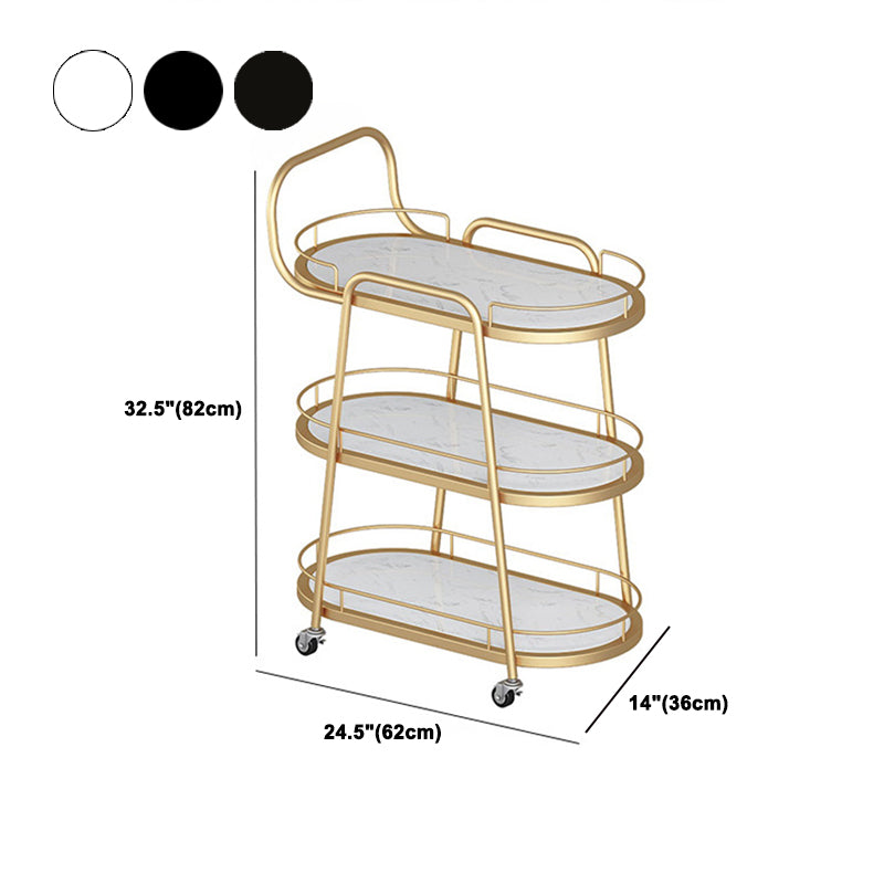 Tavolo da preparazione in metallo ovale contemporaneo 32.28 "H tavolo da preparazione a rotolamento per sala da pranzo