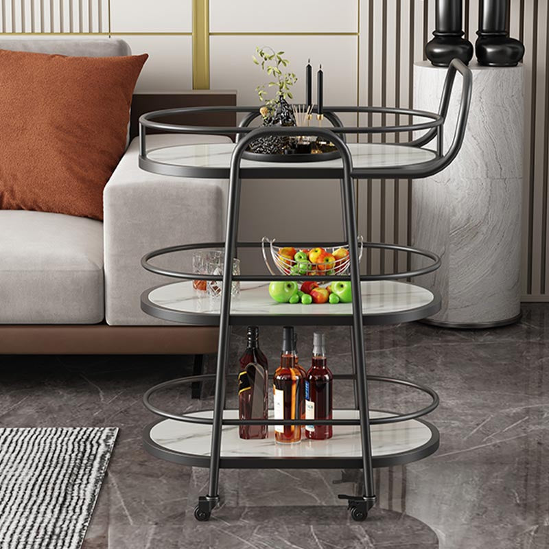 32.68" High Rolling Modern Prep Table Metal Prep Table for Dining Room