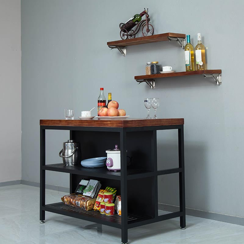Industrial Stationary Kitchen Island table Metal Rectangular Kitchen Island Cart Clearhalo 'furn' 'furn_kitchen_islands_carts' 'Furniture' 'Kitchen & Dining Furniture' 'Kitchen Islands & Carts' 'kitchen_islands_carts' 5634000