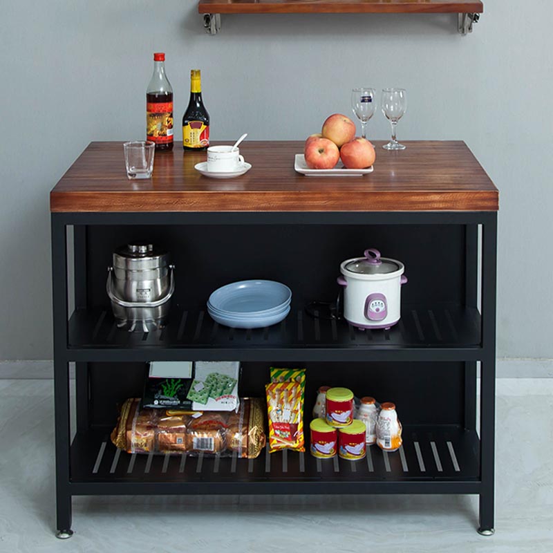 Industrial Stationary Kitchen Island table Metal Rectangular Kitchen Island Cart Clearhalo 'furn' 'furn_kitchen_islands_carts' 'Furniture' 'Kitchen & Dining Furniture' 'Kitchen Islands & Carts' 'kitchen_islands_carts' 5634002