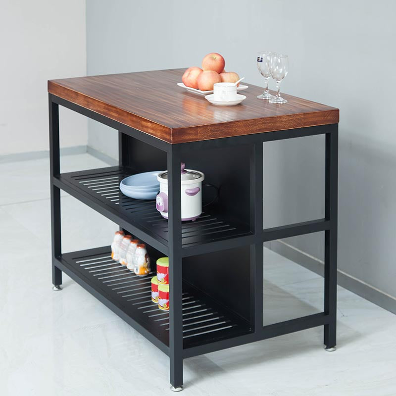 Industrial Stationary Kitchen Island table Metal Rectangular Kitchen Island Cart Clearhalo 'furn' 'furn_kitchen_islands_carts' 'Furniture' 'Kitchen & Dining Furniture' 'Kitchen Islands & Carts' 'kitchen_islands_carts' 5634012