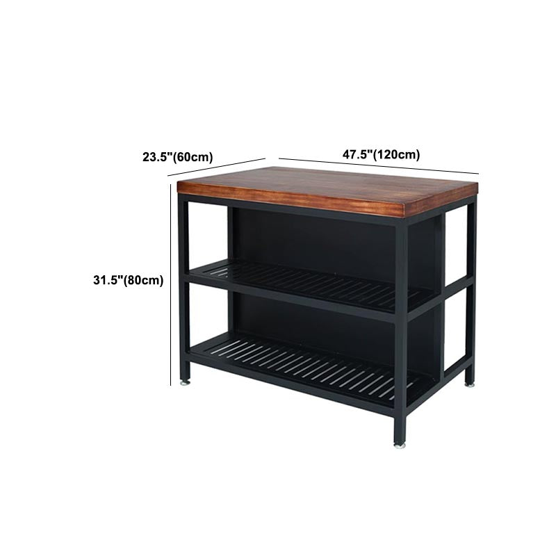 Industrial Stationary Kitchen Island table Metal Rectangular Kitchen Island Cart Clearhalo 'furn' 'furn_kitchen_islands_carts' 'Furniture' 'Kitchen & Dining Furniture' 'Kitchen Islands & Carts' 'kitchen_islands_carts' 5634015
