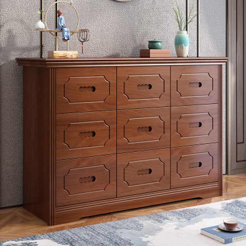 Horizontal Rubber Wood Double Dresser Modern Bedroom Storage Chest with 6 / 9 Drawers Clearhalo 'Bedroom Furniture' 'Dressers & Chests' 'dressers_chests' 'furn' 'furn_dressers_chests' 'Furniture' 5634096