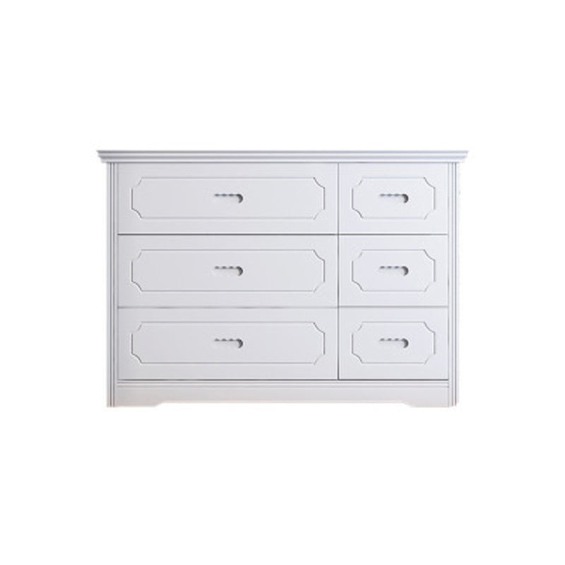 Horizontal Rubber Wood Double Dresser Modern Bedroom Storage Chest with 6 / 9 Drawers 46.1"L x 15"W x 33.1"H White 6 Clearhalo 'Bedroom Furniture' 'Dressers & Chests' 'dressers_chests' 'furn' 'furn_dressers_chests' 'Furniture' 5634103