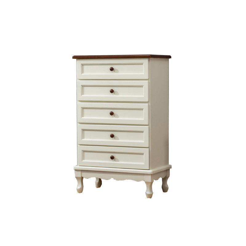 Vertical Wood Lingerie Chest Vintage Bedroom Storage Chest with Drawers 24"L x 14"W x 38"H White-Brown Clearhalo 'Bedroom Furniture' 'Dressers & Chests' 'dressers_chests' 'furn' 'furn_dressers_chests' 'Furniture' 5634203