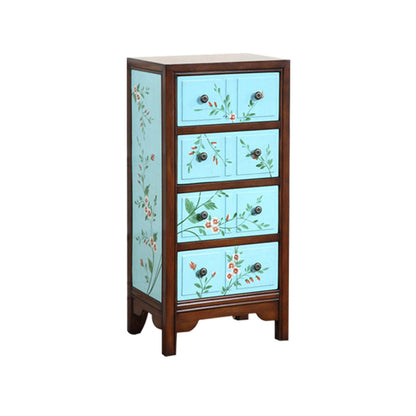 Birch Storage Chest Dresser Traditional Storage Chest with 3 / 4 Drawers 19"L x 14"W x 40"H Blue