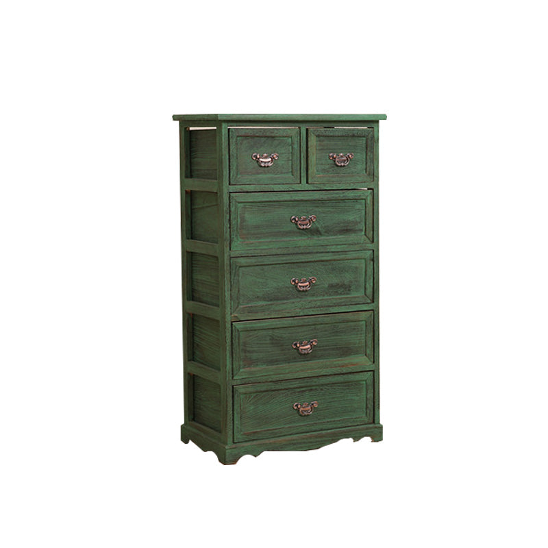 Traditional Solid Wood Lingerie Chest Vertical Storage Chest Dresser with Drawers Green 6 Clearhalo 'Bedroom Furniture' 'Dressers & Chests' 'dressers_chests' 'furn' 'furn_dressers_chests' 'Furniture' 5634336