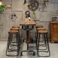 Rechteckiges Massivholz-Bartisch-Set, industrieller 1/4/7-teiliger Thekentisch mit Hockern