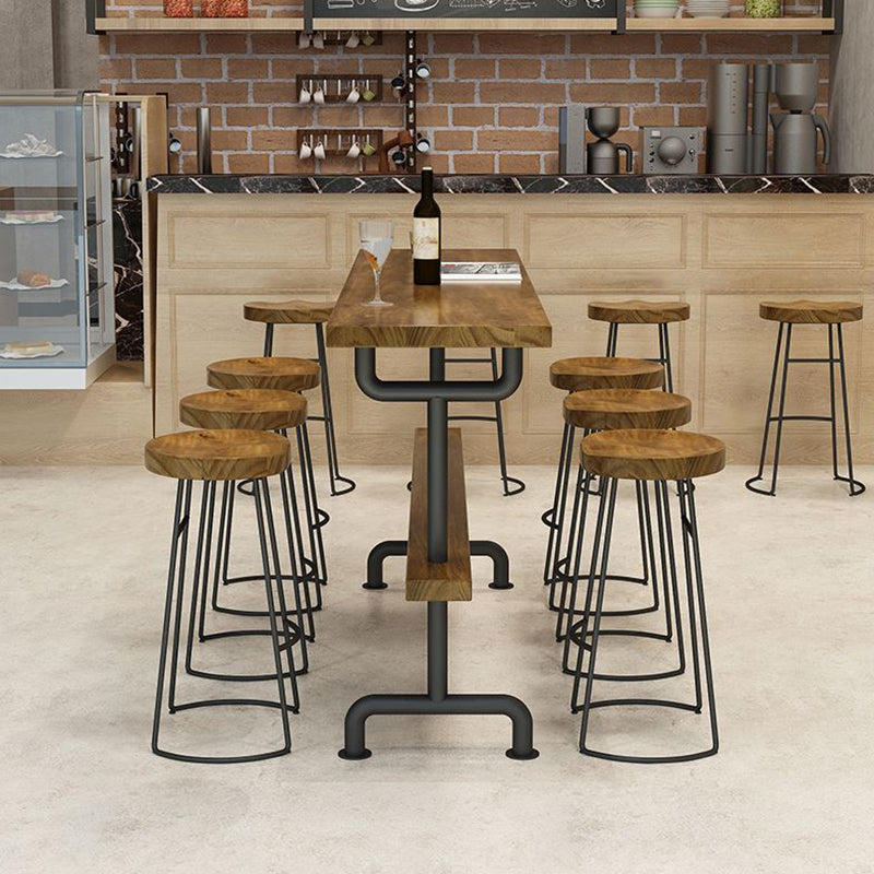 Rechteckiges Massivholz-Bartisch-Set, industrieller 1/4/7-teiliger Thekentisch mit Hockern