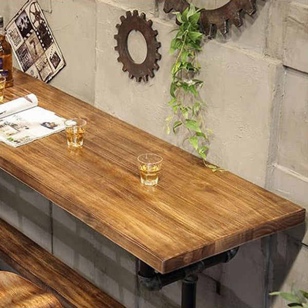 Rechteckiges Massivholz-Bartisch-Set, industrieller 1/4/7-teiliger Thekentisch mit Hockern