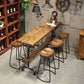 Rechteckiges Massivholz-Bartisch-Set, industrieller 1/4/7-teiliger Thekentisch mit Hockern