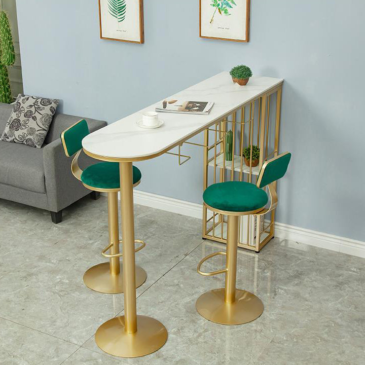 Indoor 1/2/3 Pieces Bar Table Set with Storage Glam Oval Table and Stools