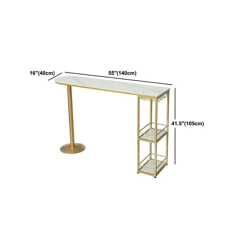 Indoor 1/2/3 Pieces Bar Table Set with Storage Glam Oval Table and Stools