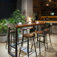Industrial 1/7 Pieces Bar Table Set Rectangle Wood Counter Table with High Stools