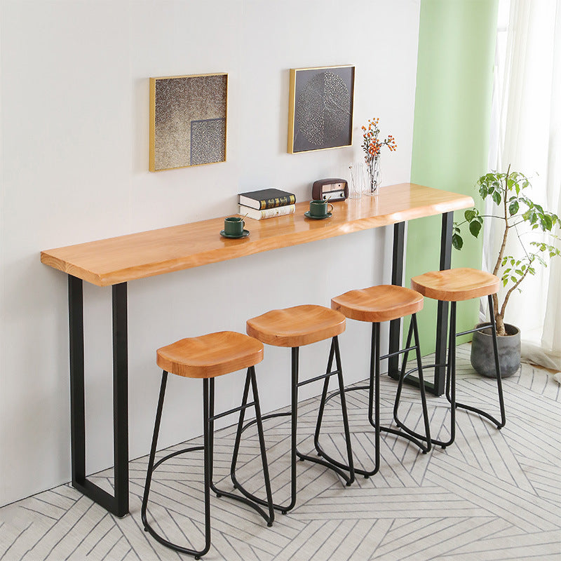 Ensemble de bar moderne 1/2/5 pièces Table de bar en bois massif avec repose-pieds tabourets de bar