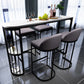 Free Form Bar Table Set 1/2/3/5 Pcs Stone Black Metal Bar Table with PU Upholstery Stools