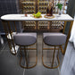Free Form Bar Table Set 1/2/3/5 Pcs Stone Black Metal Bar Table with PU Upholstery Stools