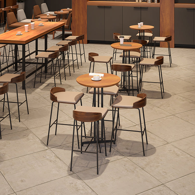 Juego de mesa de bar moderna de madera, mesa de mostrador de 1/5 piezas con taburetes tapizados