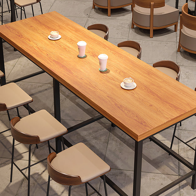 Juego de mesa de bar moderna de madera, mesa de mostrador de 1/5 piezas con taburetes tapizados