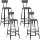 Industrial 1/3/4/5 Pieces Bar Table Set Square Pine Wood Counter Table with Stools