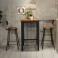 Industrial 1/3/4/5 Pieces Bar Table Set Square Pine Wood Counter Table with Stools