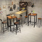 Industrial 1/3/4/5 Pieces Bar Table Set Square Pine Wood Counter Table with Stools