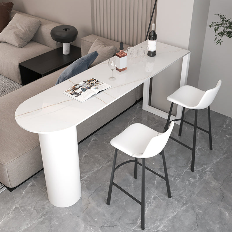 Modern Stone Bar Table Set 1/2/3 Pieces Counter Table for Indoor 3 Pieces: White Table, 2 White Stools Clearhalo 'Bar Furniture' 'furn' 'furn_home_bar_bar_sets' 'Furniture' 'Home Bars & Bar Sets' 'home_bar_bar_sets' 'Kitchen & Dining Furniture' 5634789