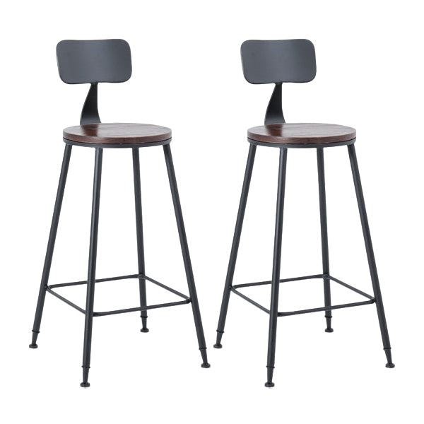 Industrial Bar Set 1/2/3/5 Pcs Metal Bar Stools and Solid Wood Top Bar Table Dark-Brown 30"H Stools (Set of 2) Clearhalo 'Bar Furniture' 'furn' 'furn_home_bar_bar_sets' 'Furniture' 'Home Bars & Bar Sets' 'home_bar_bar_sets' 'Kitchen & Dining Furniture' 5634831
