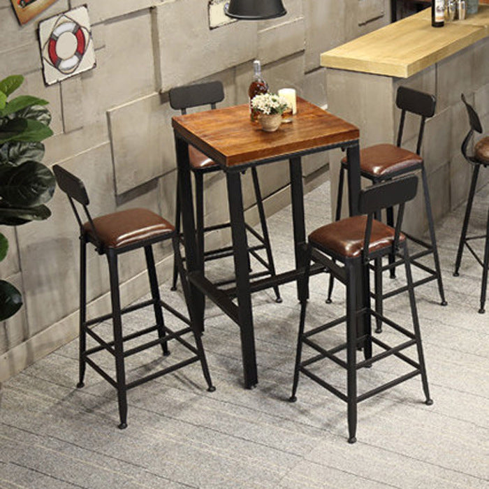 Industrial Bar Set 1/2/3/5 Pcs Metal Bar Stools and Solid Wood Top Bar Table 5 Pieces: Table, 4 Black Stools Clearhalo 'Bar Furniture' 'furn' 'furn_home_bar_bar_sets' 'Furniture' 'Home Bars & Bar Sets' 'home_bar_bar_sets' 'Kitchen & Dining Furniture' 5634836