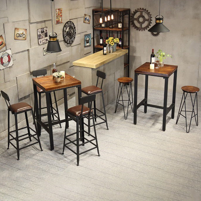 Industrial Bar Set 1/2/3/5 Pcs Metal Bar Stools and Solid Wood Top Bar Table Clearhalo 'Bar Furniture' 'furn' 'furn_home_bar_bar_sets' 'Furniture' 'Home Bars & Bar Sets' 'home_bar_bar_sets' 'Kitchen & Dining Furniture' 5634846