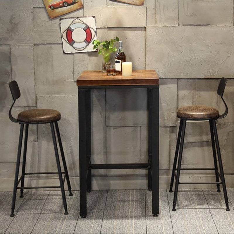 Industrial Bar Set 1/2/3/5 Pcs Metal Bar Stools and Solid Wood Top Bar Table Clearhalo 'Bar Furniture' 'furn' 'furn_home_bar_bar_sets' 'Furniture' 'Home Bars & Bar Sets' 'home_bar_bar_sets' 'Kitchen & Dining Furniture' 5634848