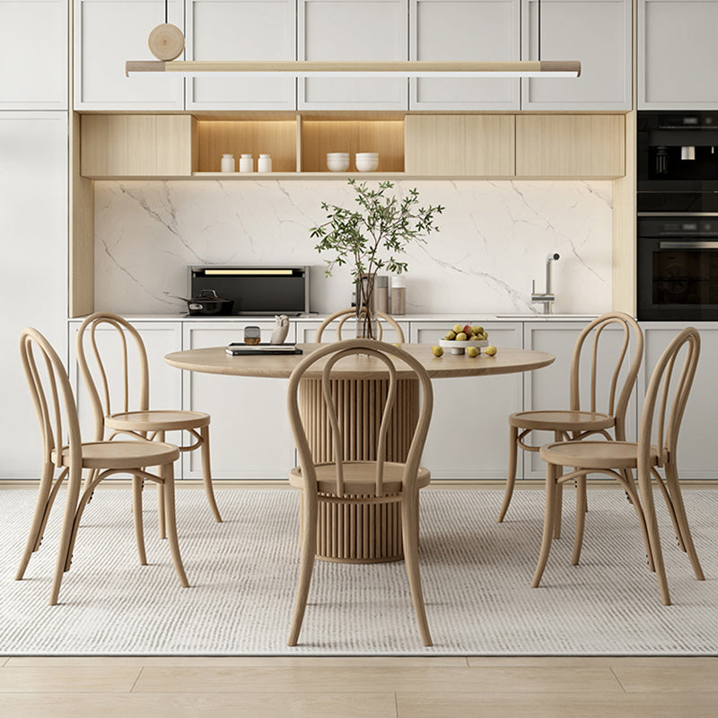 Set tavolo da pranzo in legno massello Tavolo rotondo da 1/4/7 pezzi con sedie laterali