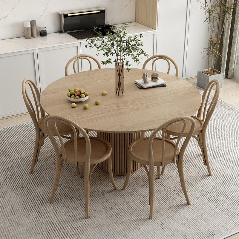 Set tavolo da pranzo in legno massello Tavolo rotondo da 1/4/7 pezzi con sedie laterali