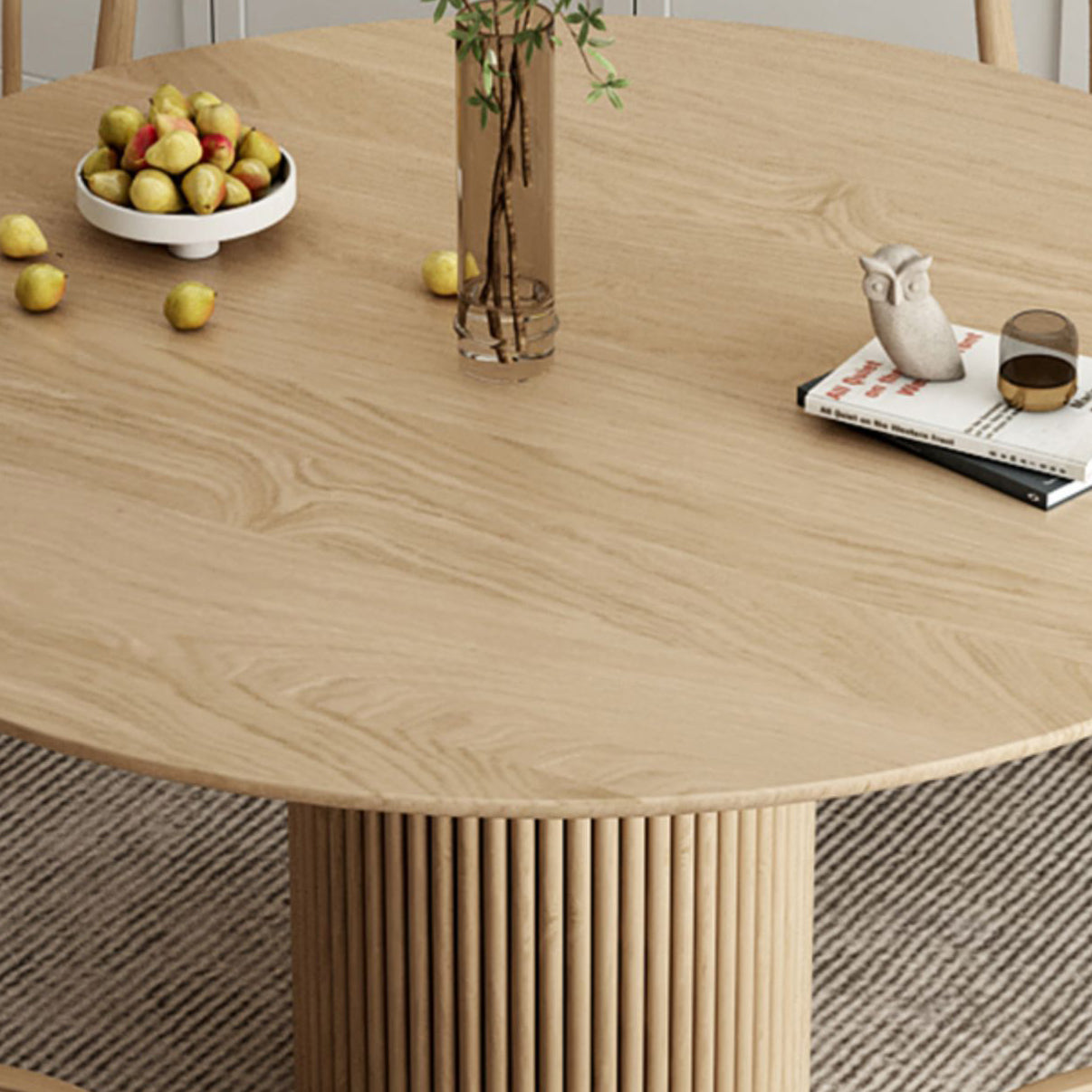 Set tavolo da pranzo in legno massello Tavolo rotondo da 1/4/7 pezzi con sedie laterali