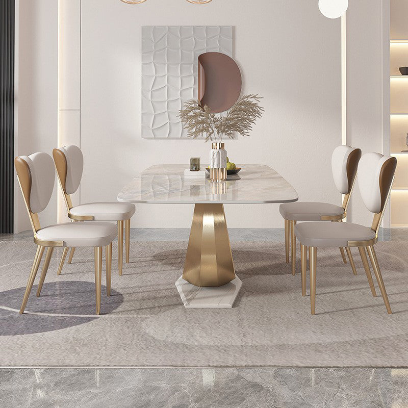 Luxurious Sintered Stone Dining Set Rectangle 1/4/5/7 Pieces Dinette Table Set Clearhalo 'Dining Room Sets' 'Dining Tables & Seating' 'dining_room_set' 'furn' 'furn_dining_room_set' 'Furniture' 'Kitchen & Dining Furniture' 5635070