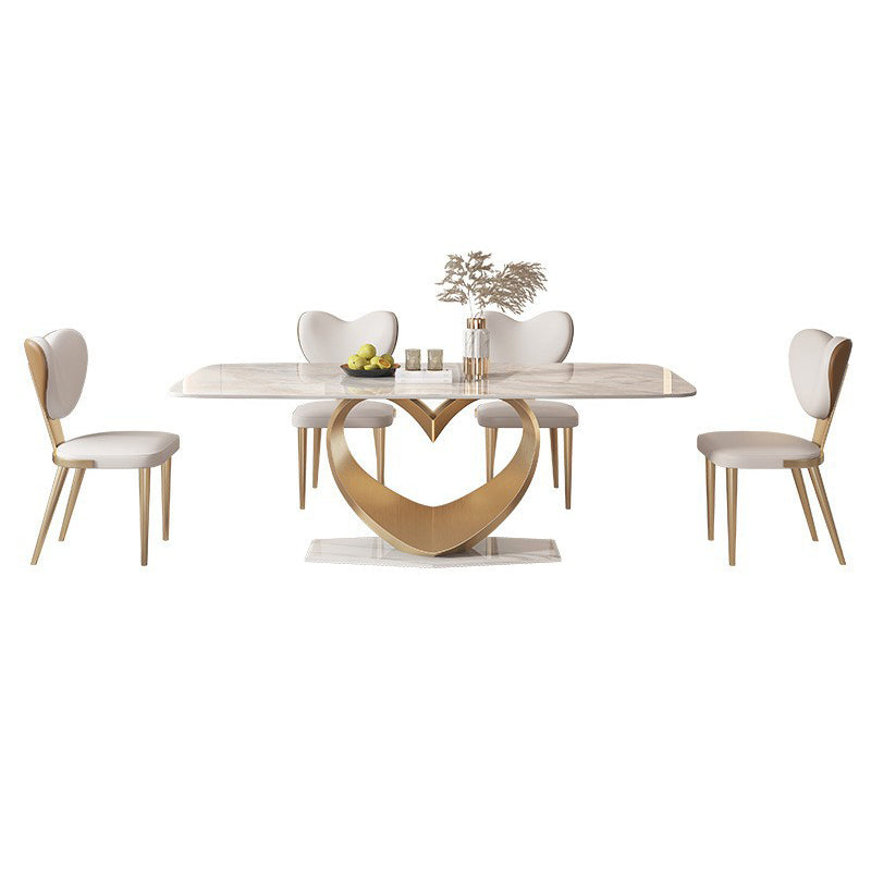 Luxurious Sintered Stone Dining Set Rectangle 1/4/5/7 Pieces Dinette Table Set Clearhalo 'Dining Room Sets' 'Dining Tables & Seating' 'dining_room_set' 'furn' 'furn_dining_room_set' 'Furniture' 'Kitchen & Dining Furniture' 5635077