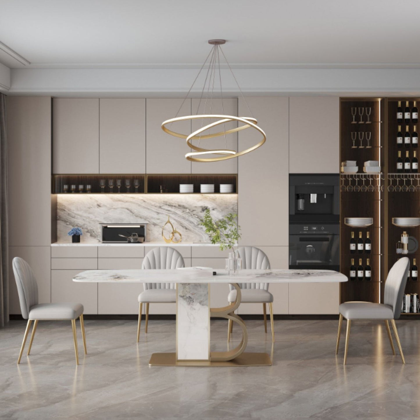 Minimalist Dining Set 1/4/5/6/7 Pcs Sintered Stone Dining Table with Upholstered Chairs 5 Pieces: Table, 4 Chairs Clearhalo 'Dining Room Sets' 'Dining Tables & Seating' 'dining_room_set' 'furn' 'furn_dining_room_set' 'Furniture' 'Kitchen & Dining Furniture' 5635121