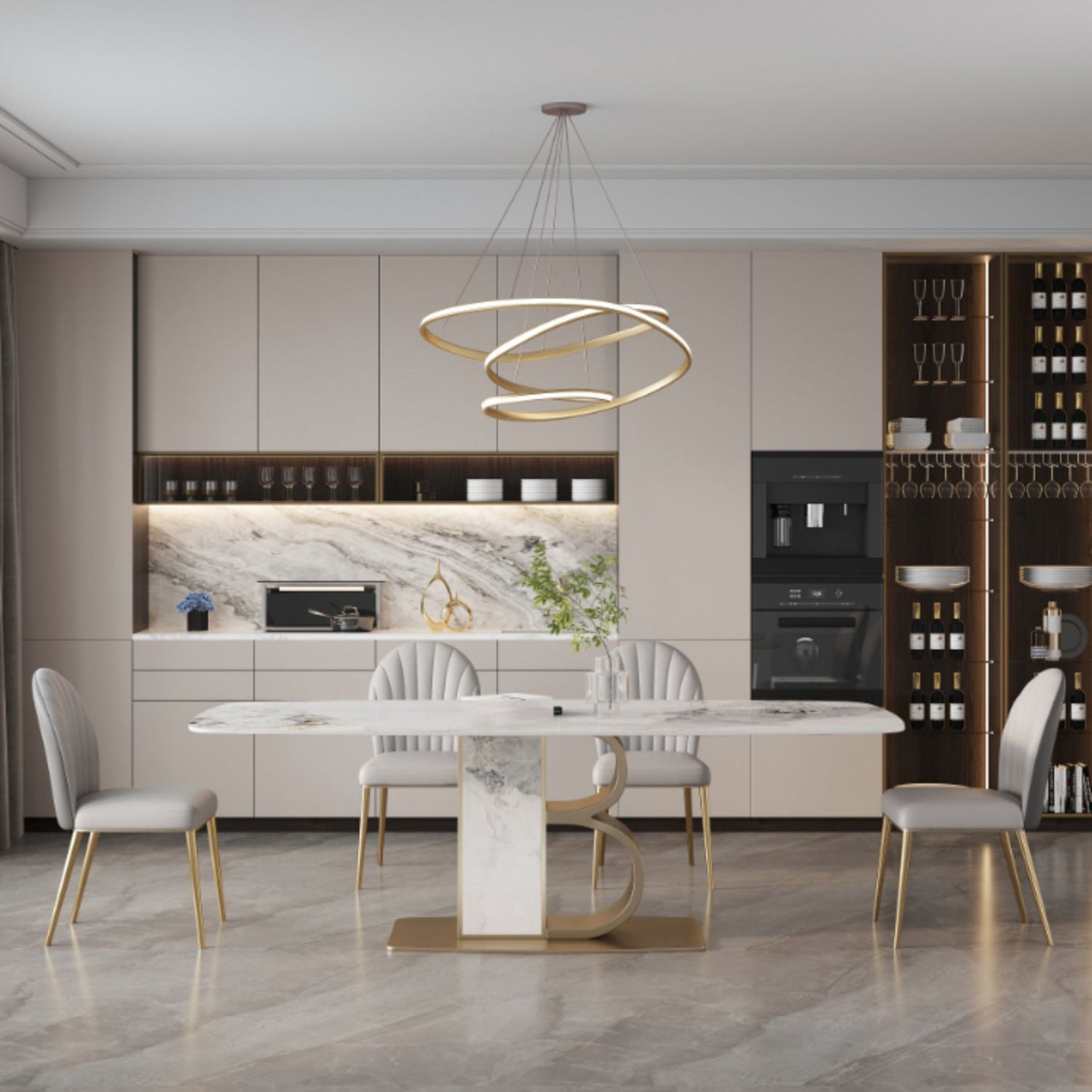 Minimalist Dining Set 1/4/5/6/7 Pcs Sintered Stone Dining Table with Upholstered Chairs 5 Pieces: Table, 4 Chairs Clearhalo 'Dining Room Sets' 'Dining Tables & Seating' 'dining_room_set' 'furn' 'furn_dining_room_set' 'Furniture' 'Kitchen & Dining Furniture' 5635121