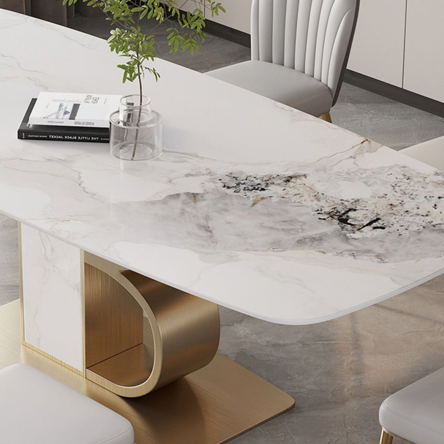 Minimalist Dining Set 1/4/5/6/7 Pcs Sintered Stone Dining Table with Upholstered Chairs Clearhalo 'Dining Room Sets' 'Dining Tables & Seating' 'dining_room_set' 'furn' 'furn_dining_room_set' 'Furniture' 'Kitchen & Dining Furniture' 5635124