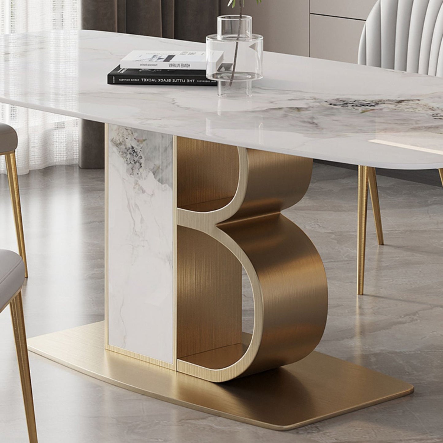 Minimalist Dining Set 1/4/5/6/7 Pcs Sintered Stone Dining Table with Upholstered Chairs Clearhalo 'Dining Room Sets' 'Dining Tables & Seating' 'dining_room_set' 'furn' 'furn_dining_room_set' 'Furniture' 'Kitchen & Dining Furniture' 5635125